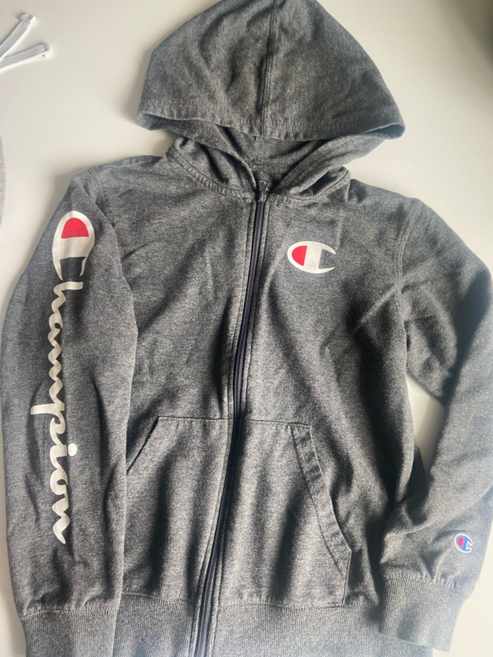 Champion Kids Charcoal Gray Full-Zip Hoodie with Logo